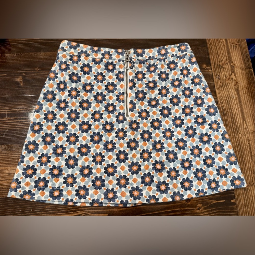 Abercrombie &‎ Fitch Blue and Orange Floral Mini Skirt EUC